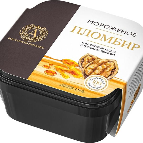 Мороженое Ростагрокомплекс Пломбир с кленовым сиропом и грецким орехом 15% 300г