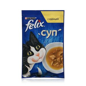 Влажный корм Felix Суп для взрослых кошек с курицей пауч, 48г