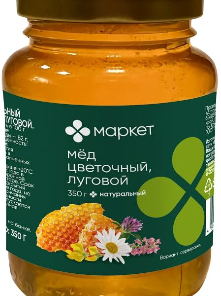 Мед Маркет натуральный цветочный луговой 350г