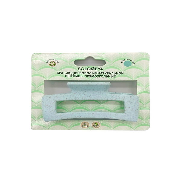 Solomeya Заколка-краб прямоугольная для волос 1 шт мятный