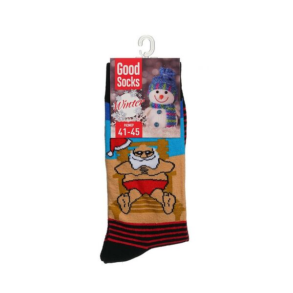 Мужские носки Good Socks Winter Санта на пляже Красный р.41-45