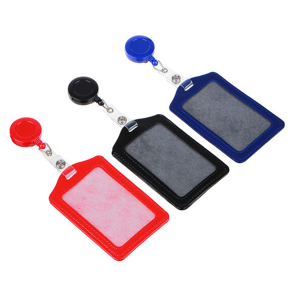 Чехол для карты, бейджа, пропуска, 11х7см, пу, три цвета, рулетка со шнурком 60см, пакет с подвесом, в ассортименте