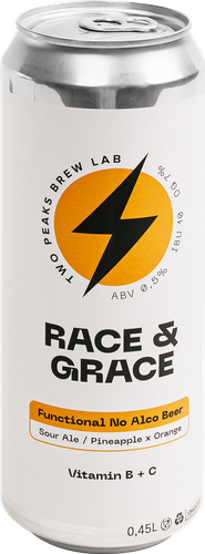 

Напиток пивной безалкогольный Two Peaks brew lab Race&Grace нефильтрованный функциональный 0.45 л