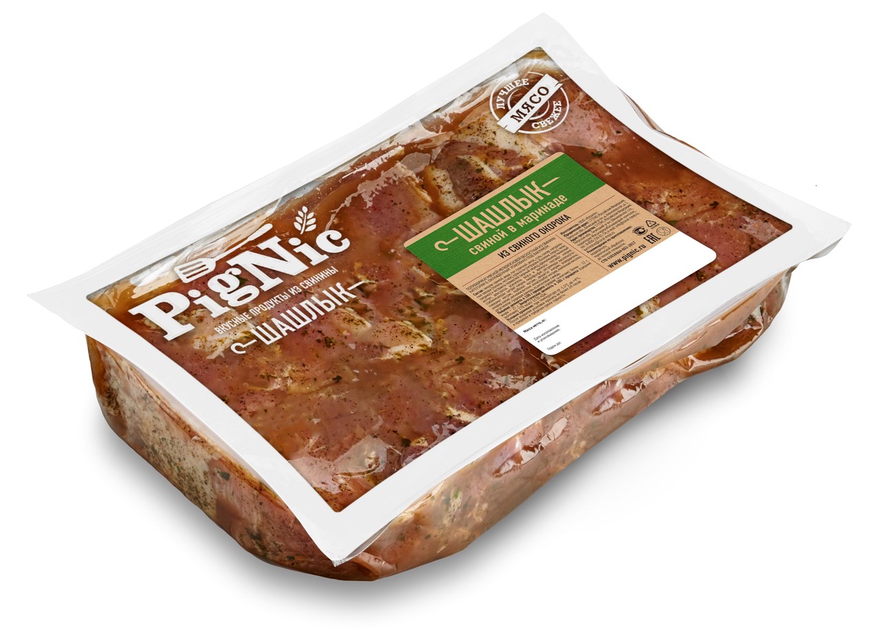 

Шашлык из свинины Pignic в маринаде бескостный охлажденный, вес