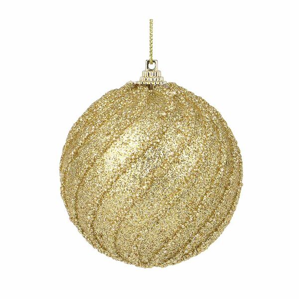 Сноу бум подвеска шар с декором, 8 см, цвет золотой