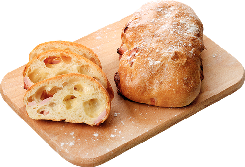 Хлеб Чиабатта с сыром и ветчиной на закваске вес ЛЕНТА FRESH до 400г