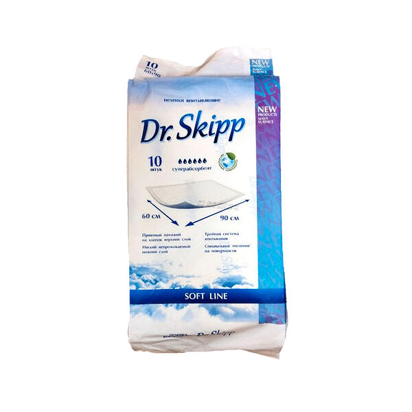 Гигиен пеленки д/детей впитывающие DR.SKIPP Soft line р-р 60x90,10шт