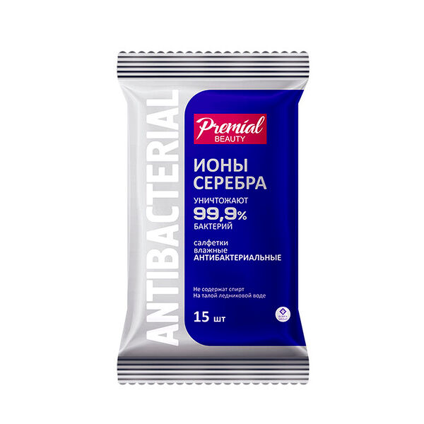 Салфетки влажные Premial серебряная защита 15 шт