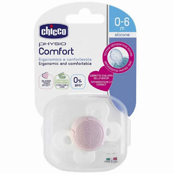 Силиконовая соска Chicco Physio Comfort розовая 0-6 м N1