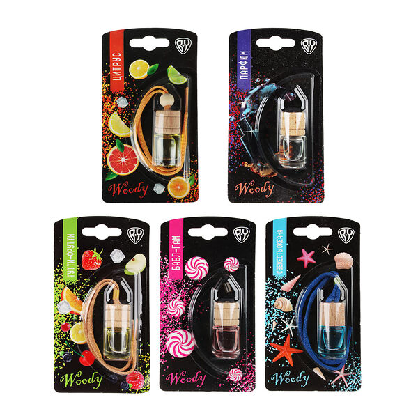 BY Ароматизатор подвесной Woody, бабл гам, океан, цитрус, тутти фрутти, парфюм, в ассортименте