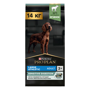 Сухой корм PRO PLAN® для взрослых собак крупных пород с атлетическим телосложением с чувствительным пищеварением, с высоким содержанием ягненка 14 кг