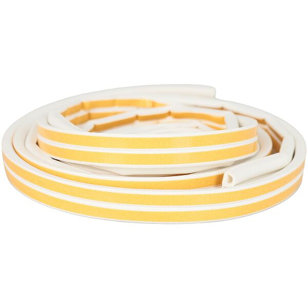 Уплотнитель самоклеящийся, профиль D в нарезке, 9х7,5 мм, 10 м, белый