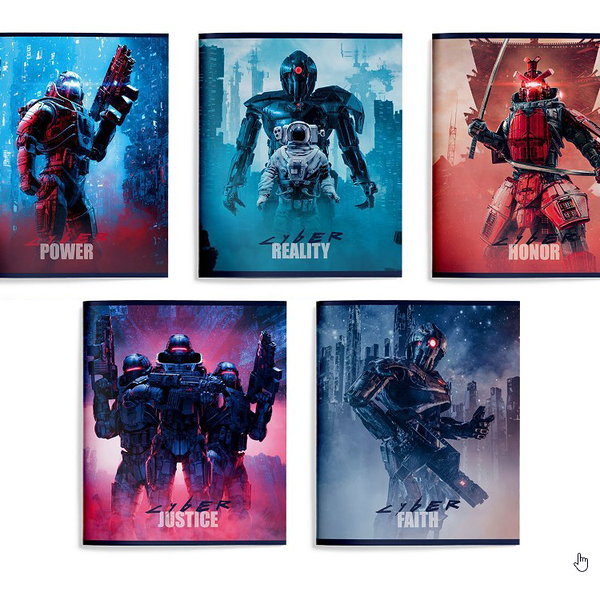 Тетрадь Schoolformat Кибер воины, 48 листов клетка А5, в ассортименте