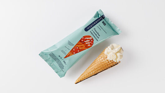 Мороженое ВкусВилл соленая карамель в вафельном рожке 