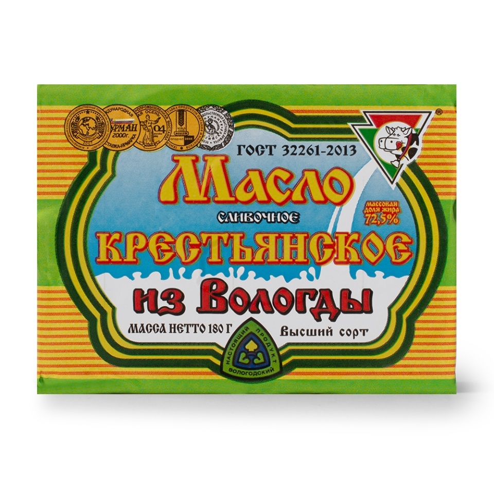 

Масло Из Вологды Крестьянское 72.5% 180 г