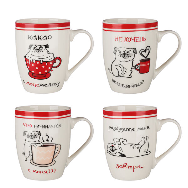 Millimi догги кружка, 340мл, фарфор, 4 дизайна