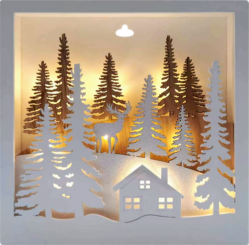 

Светильник HOMECLUB Зимний пейзаж 12LED-ламп, 25х25см, дерево, в ассортименте
