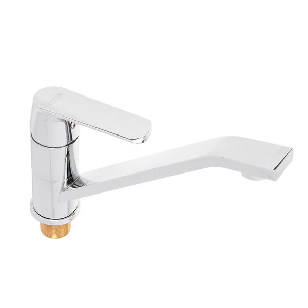 Rain смеситель для кухни гранат, длинный плоский излив, картридж 40мм, гайка, латунь, хром