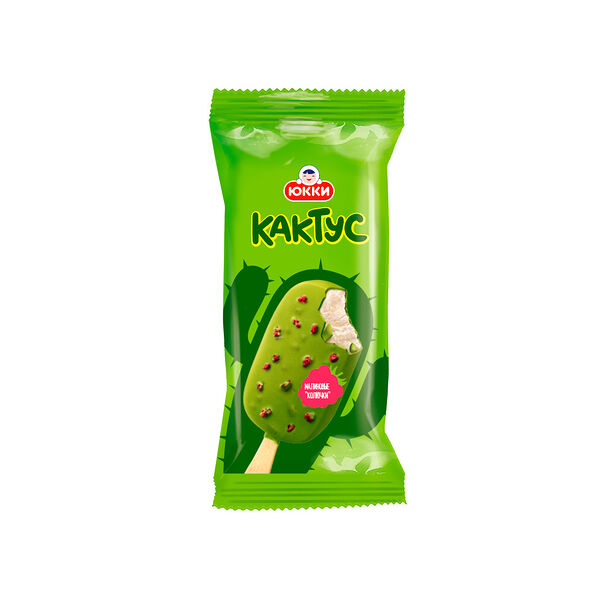 Десерт заморож с ароматом йогурта в мол/гл со вкусом кактуса с кусоч суш малины Кактус 60 г пол/уп