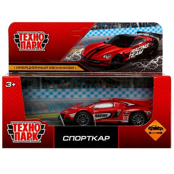 Машина металл СПОРТКАР, 10 см, инерция, коробка