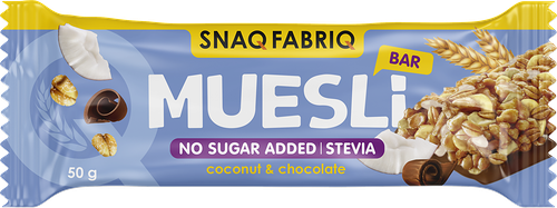 Батончик мюсли SNAQFABRIQ Muesli Кокос с молочным шоколадом (без сахара) 50г, Россия