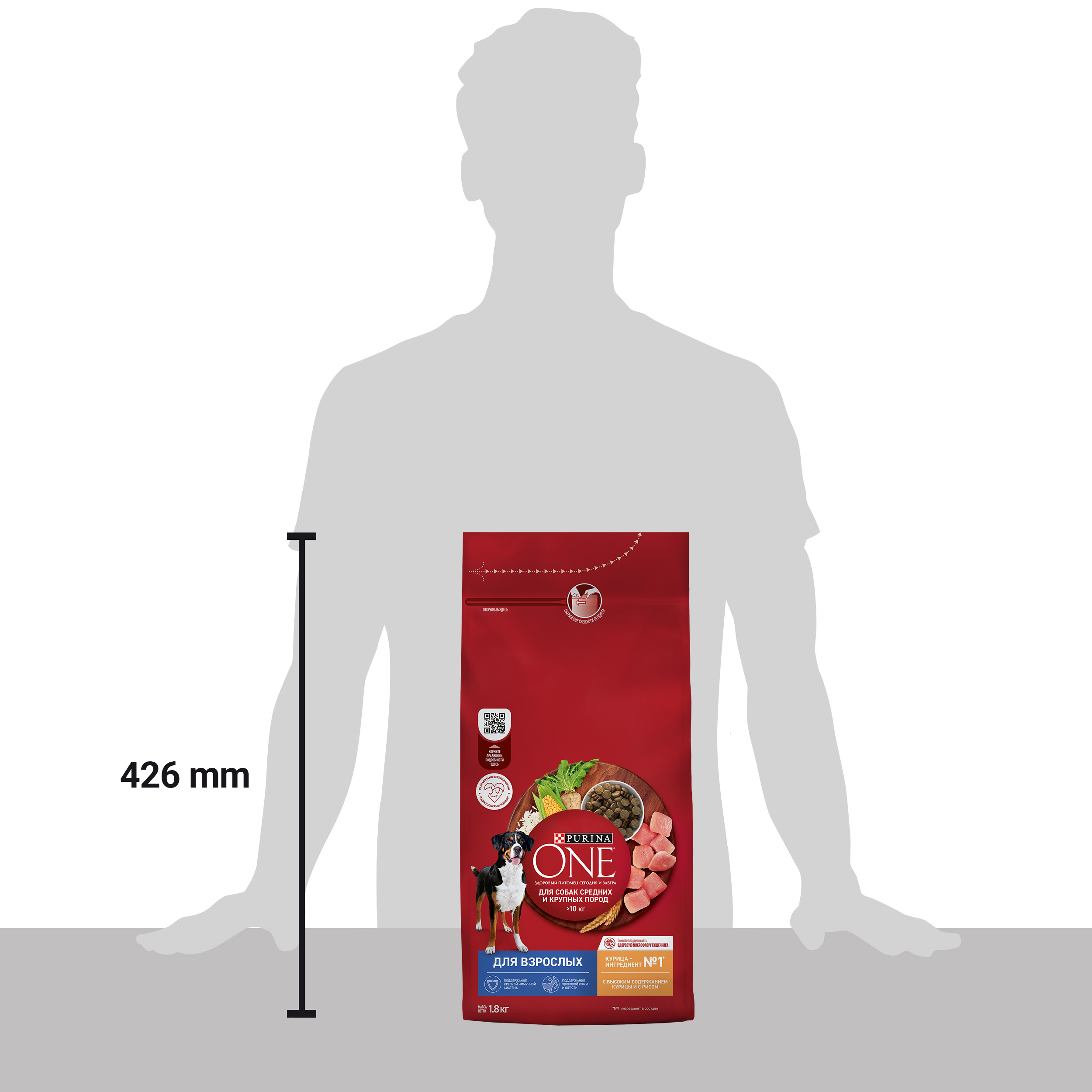 

Сухой корм Purina ONE® для взрослых собак средних и крупных пород, с высоким содержанием курицы и с рисом, 1,8 кг