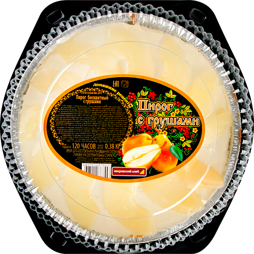 Пирог бисквитный ПОКРОВСКИЙ ХЛЕБ с грушей, 380г