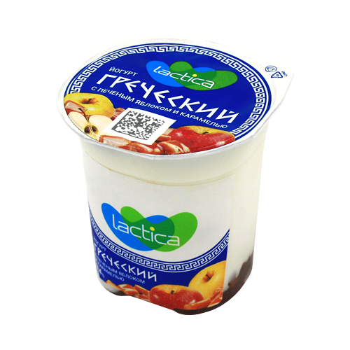 Йогурт Lactica двухслойный с печеным яблоком и карамелью 3.4%, 120г