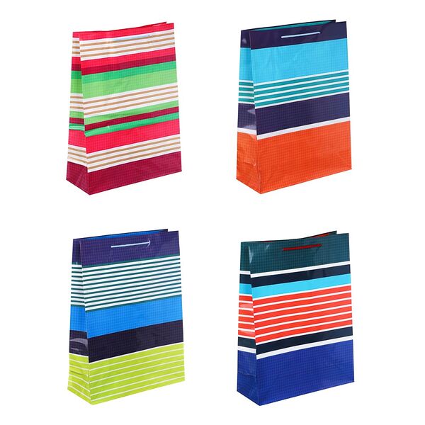 Ladecor пакет подарочный, бумажный, 31x42x12 см, 4 дизайна, принт - полосы