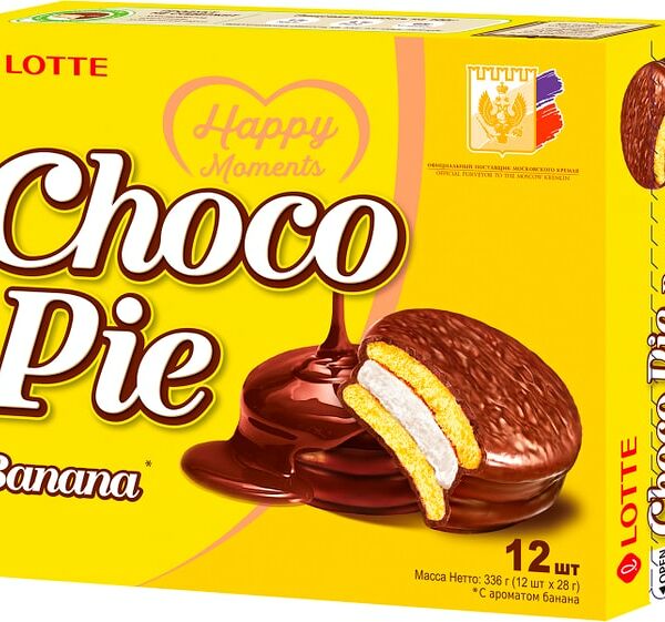 Печенье Lotte Choco Pie Banana в глазури 12шт*28г