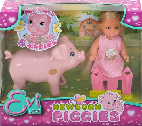 Кукла SIMBA Еви 12см, со свинкой и поросятами