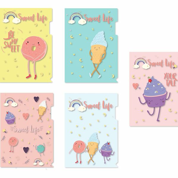 Папка уголок Attache Selection SWEET LIFE ассорти А4309х227мм 200 мкм5шт/уп