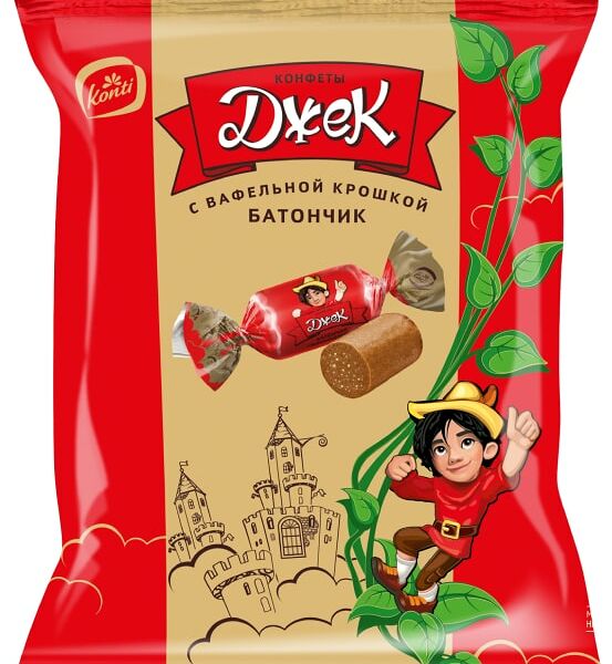 Конфеты Konti Батончик Джек с вафельной крошкой 250г