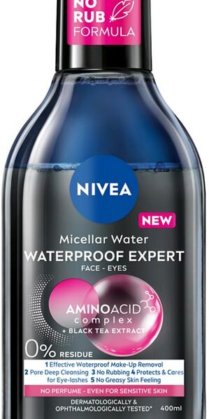 Мицеллярная вода для лица и глаз NIVEA Waterproof Expert для стойкого макияжа 400мл