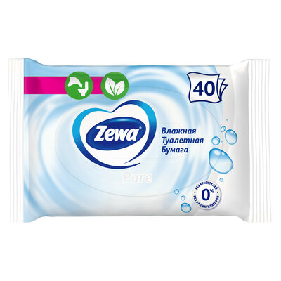 Влажная туалетная бумага Zewa Pure без аромата 40 шт