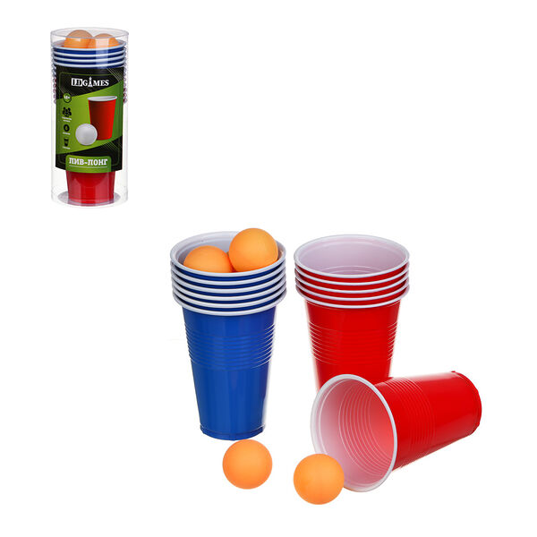 Ldgames игра для компании, пив понг, 6 шариков, 12 стаканов, пластик