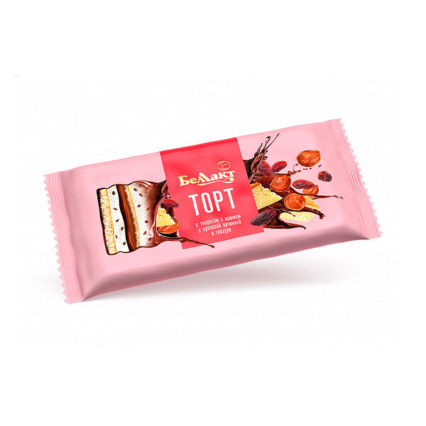 Торт с творогом с изюмом с орех нач жир. 24% в глаз вес 200г Беллакт