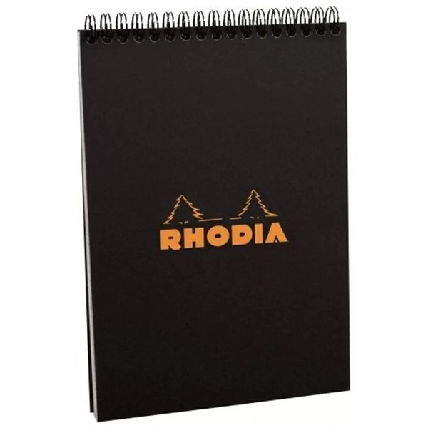 Блокнот А6 105*148 мм 80 л в клетку Rhodia Clairefontaine спираль сверху обл карт черный арт 135009C