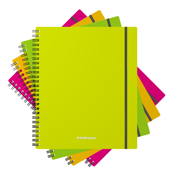 Тетрадь Erich Krause Neon, А4, 80 листов, в клетку, на резинке, в ассортименте, 1шт