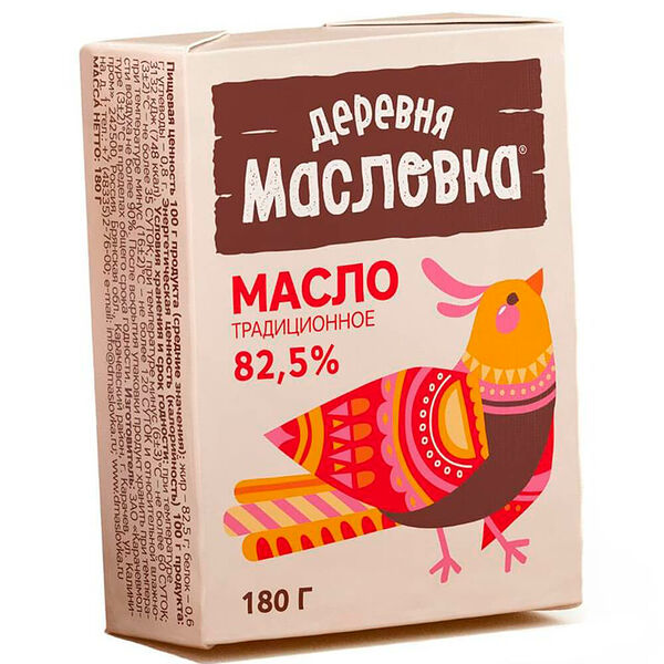 Масло сливочное Традиционное Деревня Масловка 82.5%