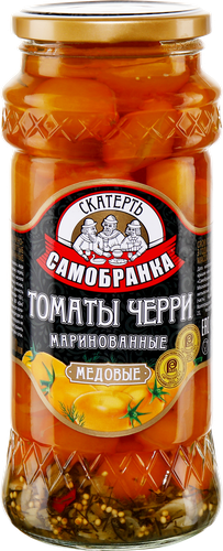 

Томаты маринованные Скатерть-Самобранка Медовые черри желтые 550 г