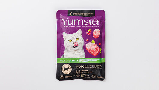 Корм влажный для стерилизованных кошек мясные кусочки с говядиной и брусникой в соусе, 85 гр