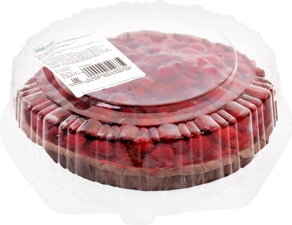 

Пирог Бисквитный с малиной и кокосом ЛЕНТА FRESH