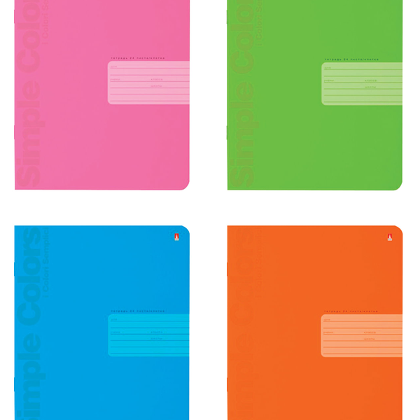 Тетрадь Альт Простые Цвета однотонная в клетку, 24 листа 1 шт в ассортименте