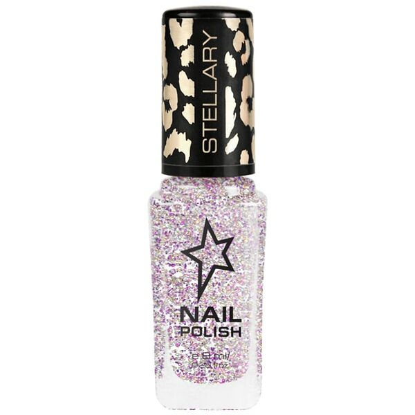 Лак для ногтей Stellary Nail polish тон 121 фиолетово-золотой с блестками 8мл