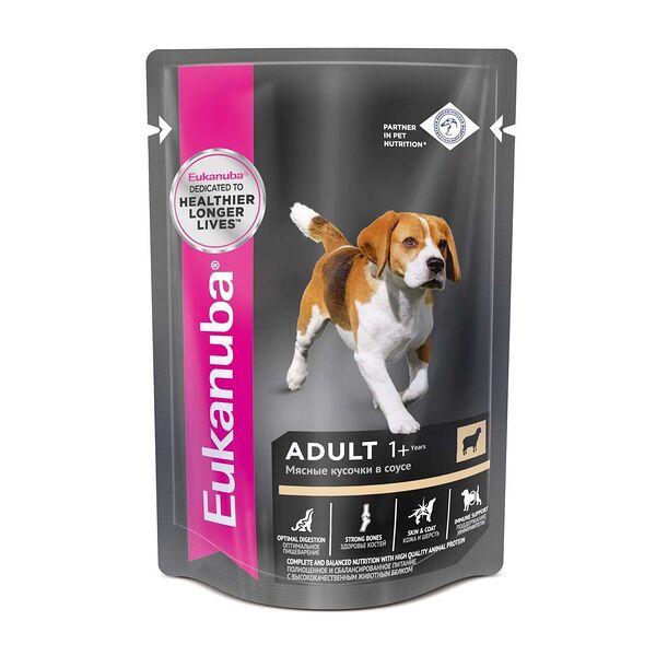 Eukanuba Dog пауч для взрослых собак (кусочки в соусе) Ягненок