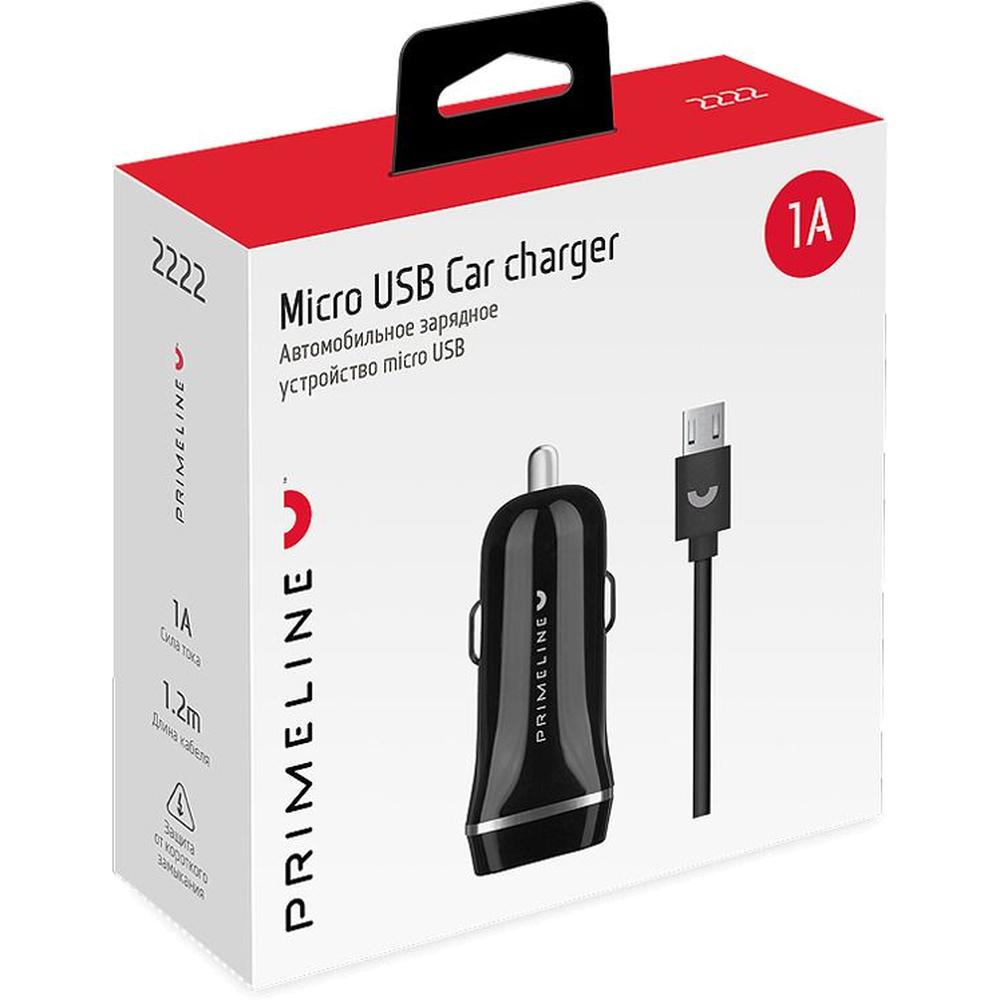 

Устройство зарядное Prime Line 2222 автомобильное черное micro USB 1А