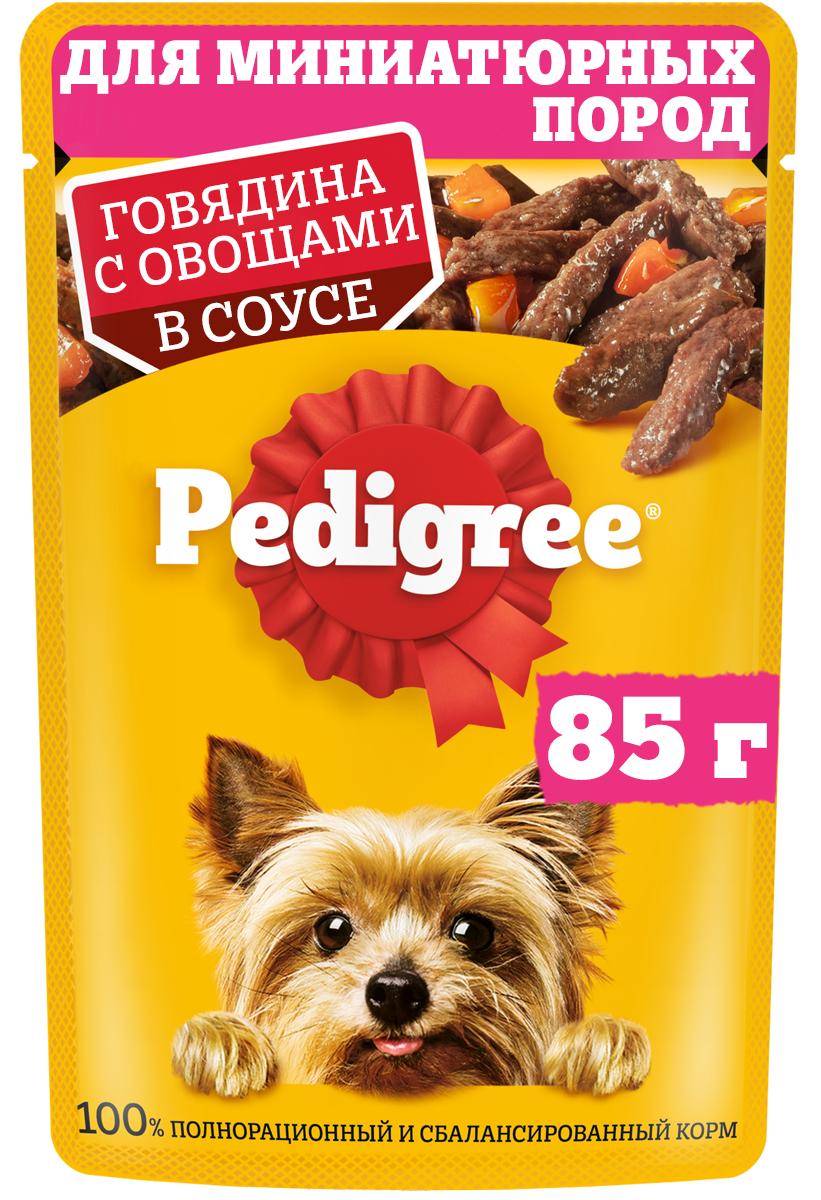 

Влажный корм Pedigree для мини собак говядина и овощи в соусе 85 г