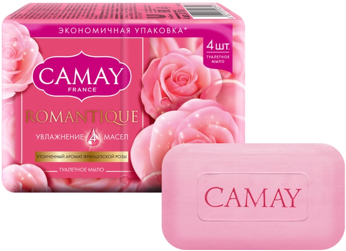 

Мыло Camay Romantique с ароматом французской розы 4 шт. 300 г