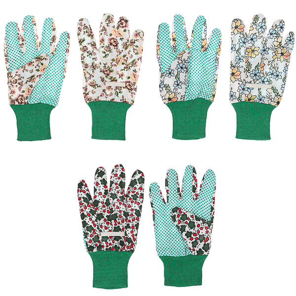 Inbloom перчатки садовые х/б ткань с пвх точкой, 9 размер, 23см, 30г